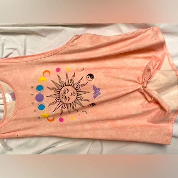 Noboundaries sz-L(11-13) tweenTop- sunDial- fun astrological design- peachy/Pink - Picture 16 of 16